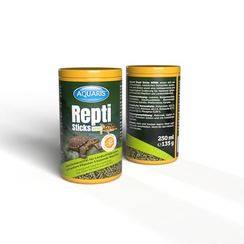 AQUARIS Repti Sticks Herbi – Comida Natural para Tortugas de Tierra y Reptiles herbívoros. Pienso Vegetal, Rico en Fibra y fácil de digerir – 250 ml