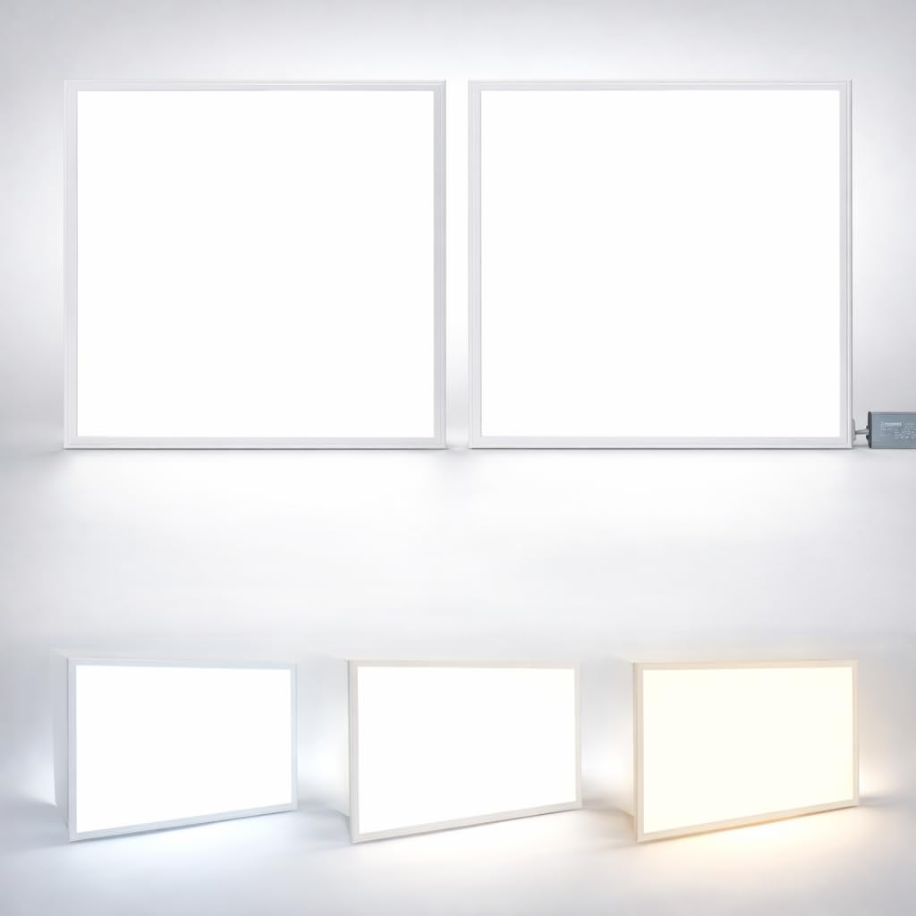 Brightex LED Panel Light 600x600mm 40W 3600LM Ultra Bright Drop Ceiling Light 3CCT Selectable 3500K 4000K 6500K Recessed Suspended Office LED Panel | Commercial Ceiling Light with Driver Pack of 2