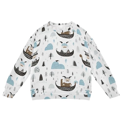 JUNZAN Little Vikings Trendy Scandinavian Little Boys Sweatshirt Hoodie Crewneck Fall Tops Shirts Athletic 4T