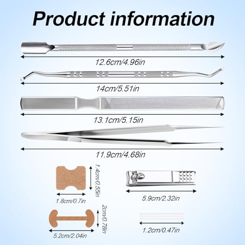 Ingrown Toenail Corrector Set with Correction Strips, Professional Ingrown Toenail Removal Kit, Painless File and Lifter Pedicure Tool Curved Toenails Corrector Patch for men and women