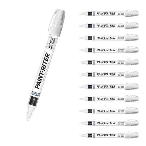 Markal 96820 - Paint-Riter Valve Action Fast-Drying Liquid Paint Marker Provides Long-Lasting, Wear- and Weather-Resistant Marks, With 1/8in Bullet Tip, White Color (12 Markers), Made in USA