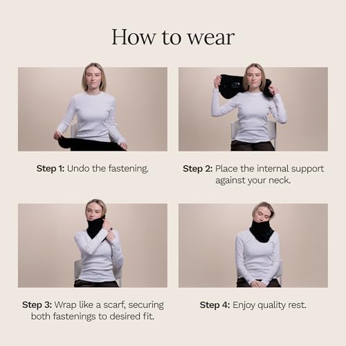 Trtl Travel Pillow Original 2.0 – Scientifically Proven Super Soft Travel Pillow with Premium Head & Neck Support – for Airplane Travel – Machine Washable – Lightweight & Compact – Jet Black — view 3
