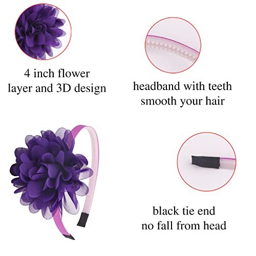 Xima Headbands For Girls,Chiffon Flower Hairbands With Teeth For Kids Teens Children Hair Accessoies Pack Of 15 #TOP1