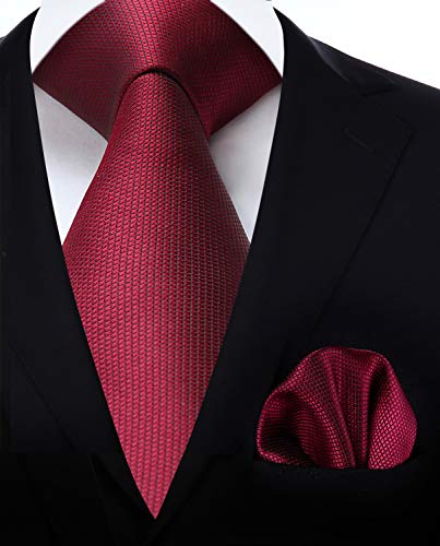 Image of HISDERN Mens Ties Plaid Tie and Pocket Square Set Classic Woven Formal Checkered Neckties & Handkerchief Wedding Party
