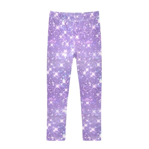KLL Purple Glitter Texture Background Little Girls Athletic Leggings Fashion Full Length Lounge Pants Sports