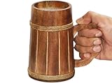 Frescorr Wooden Beer Mug with Handle | Handmade Natural Wood Tankard |100% Authentic and Top Grade | for Beer and Cold Drinks |17-18oz | 500 ML capacity
