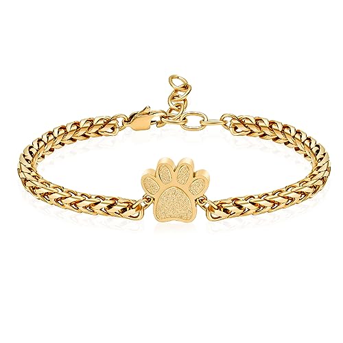 VCCWYQK Paw Print Urn Bracelet for Ashes for Dog/Cat Cremation Jewelry for Ashes Cute Animals Adjustable Memorial Keepsake Bracelets Jewelry Gifts for Women (E)