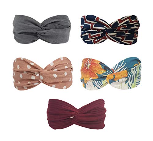 Pacote com 5 faixas de cabelo elásticas para cabelo para mulheres e meninas (F77)