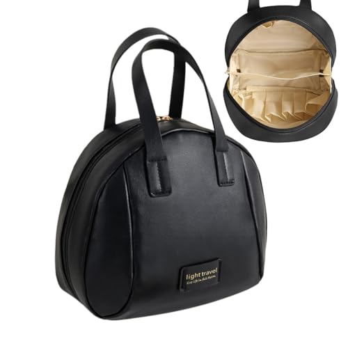 Bolsa de cosméticos portátil – Maquillaje de mano | Bolsa organizadora con divisor y asa de gran capacidad, bolsas portátiles para artículos de tocador para el día de San Valentín, Black, Refer to
