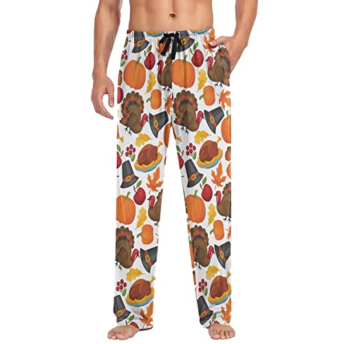Cute Fox Fall Leaves Pajama Pants Mens Lounge Pants Lightweight Men Pajama Bottoms with Pockets Drawstring3