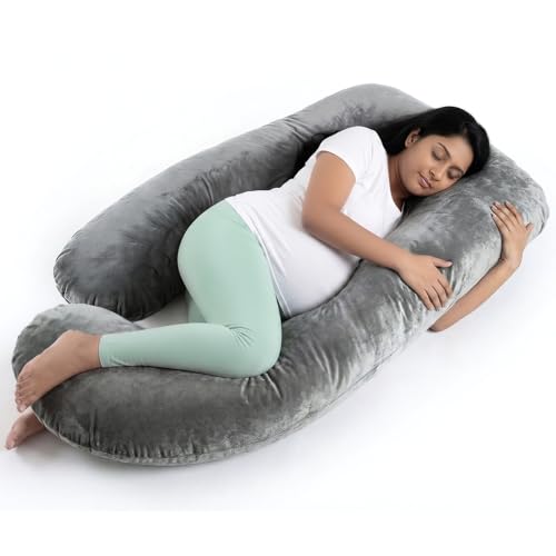 Image of Lifelong Pregnancy Pillow for Women | J-Shaped Full Body Maternity Pillow for Sleeping | Support for Belly, Back, Hips & Legs | Multipurpose Hug Pillow for Nursing & Pregnant Women with Velvet Cover
