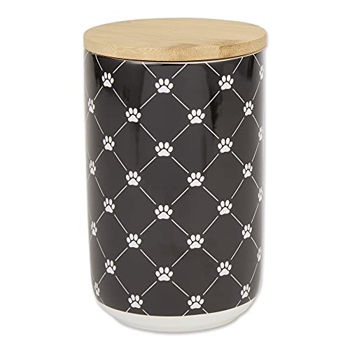 Bone Dry Trellis Paw Print Pet Treat Canister with Bamboo Lid Dog...