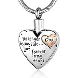 Heart Urn Necklace for Ashes Dad - Cremation Jewelry for Ashes Cremation Necklace Urn Pendant Keepsake No Longer By My Side Forever in My Heart (Dad)