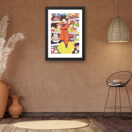 Image of CRAFT QUEST Dragon ball Z Anime Poster Laminated Posters Framed Painting For Anime Naruto Fans Wall Decor, Home Decor with Matte Black Frame (14 Inches x 10 Inches)