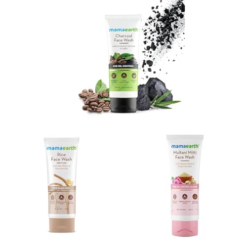 Image of Mamaearth Charcoal, Rice Water Glass, Multani Face Wash
