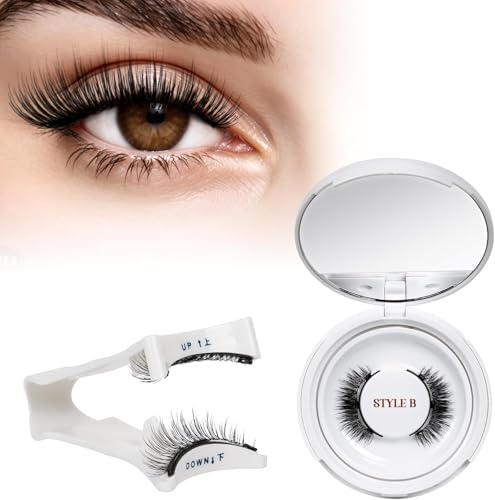 QUEWEL Magnetic-Eyelashes with Applicator, 1 Pair Reusable Magnetic Lashes Kit, No Glue Needed Eyelashes Magnetic, Easy to Wear and Remove (Magnetics Eyelash Kit B10)