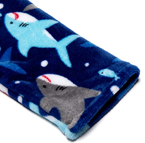 Kids Little Boys Girls Cartoon Animal Hooded Bathrobe Toddler Robe Pajamas Sleepwear (Blue Shark Robe, 8-9 Years) #TOP4