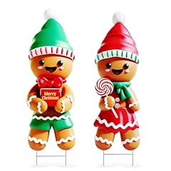 2pcs Christmas Gingerbread Man Yard Signs