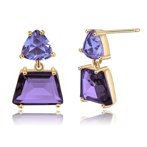 Elaximn Small Hypoallergenic Purple Crystal Dangle Earrings for Women