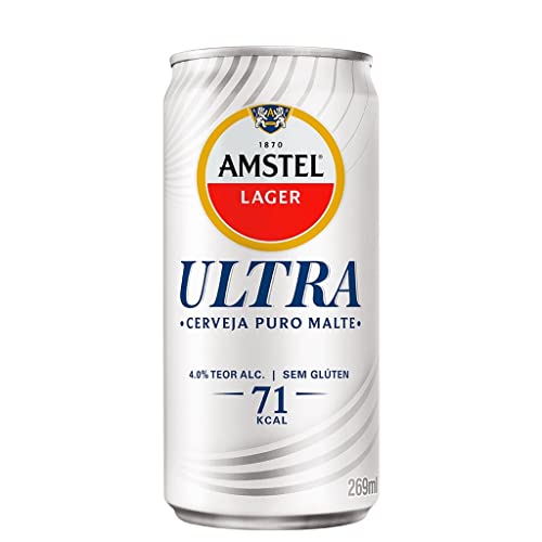 Kit Com 6 Unid. Cerveja Lager Puro Malte Sem Glúten Amstel Ultra 269 Ml