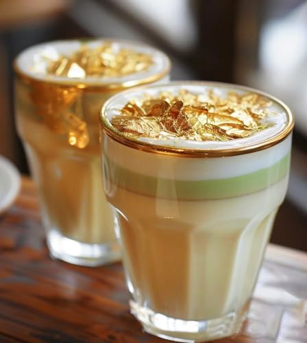 Pure Edible 24K Gold Leaf - 10 Leaves Sheet - Size: 1.7×1.7 inch - Perfect for Food Decoration, Beverages and Crafting with Wood Tweezers (24K Gold)