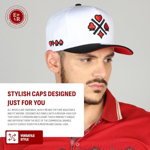 Image of Ferreti Hats FT31 White 4 Cards Snapback Baseball Cap for Men & Women - Premium Adjustable Poker Hats, Gorra para Hombre y Mujer