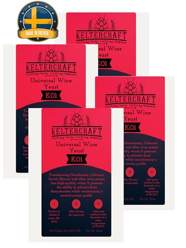 Keltercraft K01 Weinhefe [4x 10g: Für 200L Portwein oder Weißwein] Trockenhefe Nährhefe Bordeaux | Mache deinen eigenen Wein!