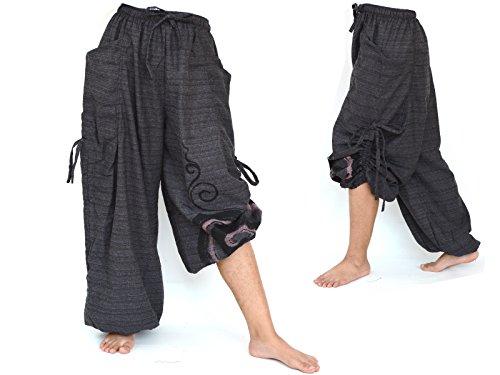 Siamrose Baggy Harem Pants Men Women, Wide Leg Yoga Lounge Trousers, Adjustable Length, 2 Pockets, One Size4