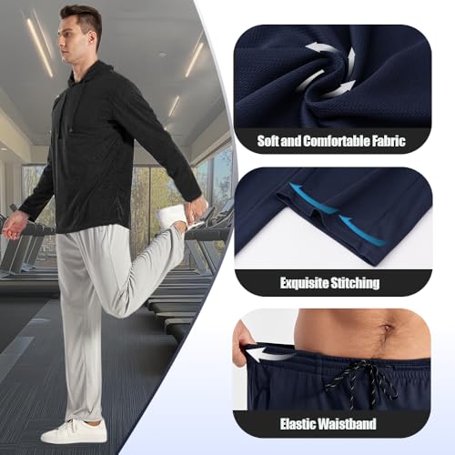 3PC or 5PC Men's Zipper Jogger Pants, Breathable & Flexible Fit, Comfortable for Sports & Casual Wear, Sweatpants for Men4