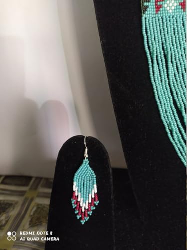 Collar ucraniano tradicional de cuentas turquesa y pendientes LKBEADS 5