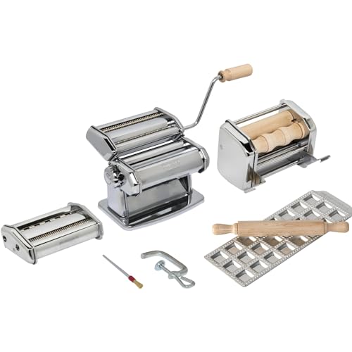 Imperia Fabbrica Della Pasta Linea Classica. Macchina Per La Pasta Con Accessori. Made In Italy. Kit Con Macchina Pasta Fresca, Stampo Ravioli, Taglia