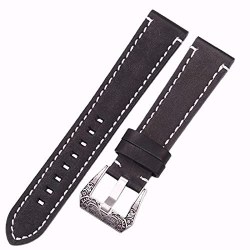 Bracelet de montre 20 mm 22 mm 24 mm en cuir marron noir et boucle acier