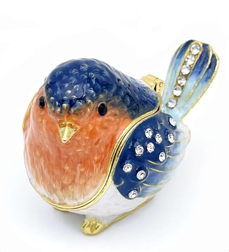 Robin Bird Jewelry Trinket Boxes Hinged Ring Box.Collectible Bird Figurines Home Decor Gifts for Women.Necklace Rings Earrings Organizer. - Image 3