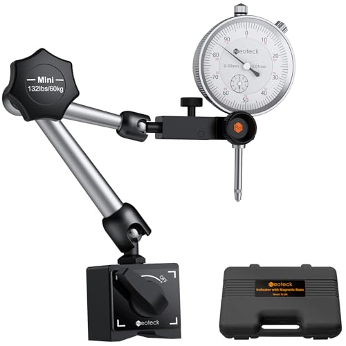 Neoteck Messuhr und Magnetstativ Messtaster 0-20mm Zentralklemmung Messuhrhalte 60 kg max. Zugkraft Basis Ständer für Messuhr