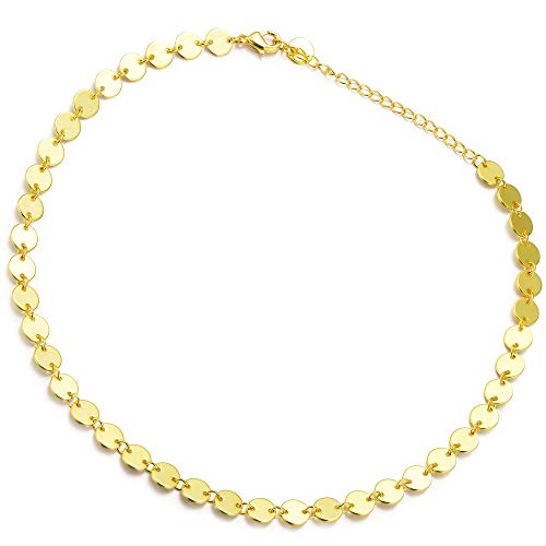 DELLA MODA - Gargantilla de Oro bañada en Oro de 18 Quilates, diseño de círculos, Color Dorado