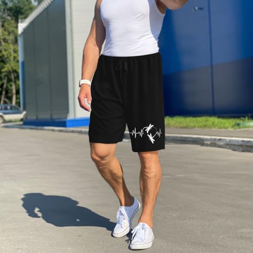 Dragonfly Heartbeat Pajama Shorts for Men, Men's Pajama Bottoms, Sleepwear for Summer4