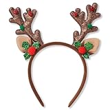 Arikit Brown Christmas Deer Antlers Headband for Women Reindeer Ears Headbands Christmas Holiday Cosplay Costume Hair Accessories