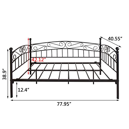 Mikibama Black Twin Metal Daybed Victorian Day Bed Frame Elegant Arched Daybeds With Slats Space Saving Guest Bed For Living Room Apartment And Small Space #TOP1