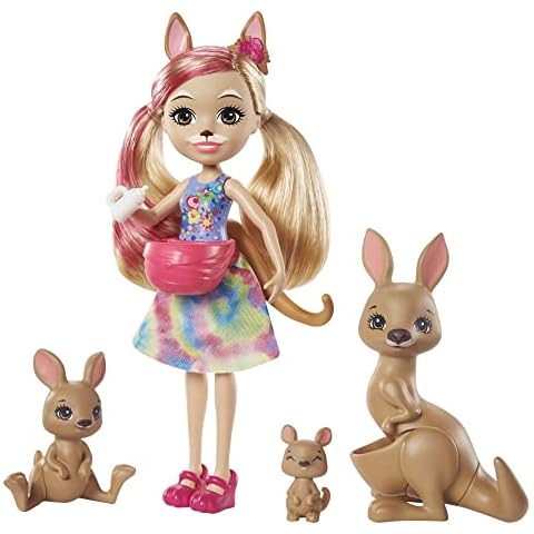 Enchantimals Sunny Savanna Kamilla Kangaroo Doll with Kangaroo Family Pet Toy (Mattel GTM31) Cover