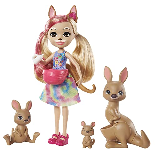 Enchantimals Sunny Savanna Mu&ntilde;eca Kamilla Kangaroo con Familia de canguros...