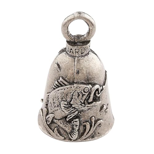 Image of Guardian Bell Bass Fish Good Luck Bell w /Keyring & Black Velvet Gift Bag | Motorcycle Bell | Lead-Free Pewter | Good Luck Gift to Friends & Family | Bike Bell | Made in USA