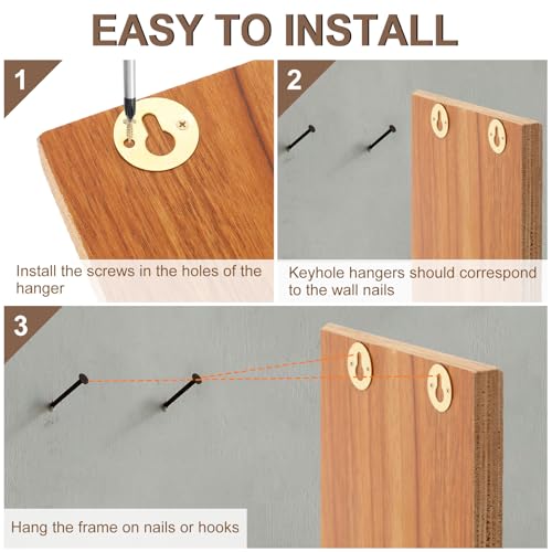 Image of uxcell 40Pcs Round Keyhole Picture Frame Hangers, 23mm Heavy Duty Metal Keyhole Hangers Plates Picture Frame Hanging Plate with Screws for Mirrors Pictures Photo Frames, Black