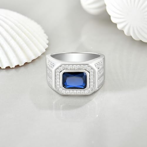 Ring for Men Wedding Promise 925 Sterling Silver Ring Men Square Cubic Zirconia Rings Diamond Jewelry Birthday Gifts for Him Husband4