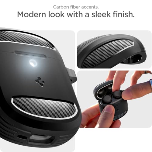 Image of Spigen Rugged Armor Designed for Google Pixel Buds Pro 2 (2024) and Pro 1 (2022) Case Cover with Keychain - Matte Black
