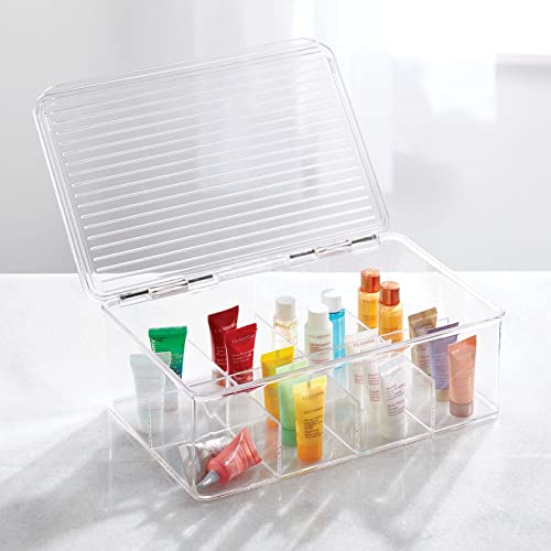 Mdesign Plastic First Aid Kit Storage Box With Clear Top Lid For Bathroom, Kitchen, Cabinet, Closet, Drawer - Organizes Medicine, Ointments, Adhesive Bandages, Dental, 8 Divided Sections - Clear #TOP1