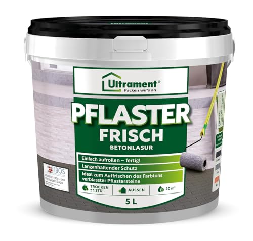 Ultrament Pflaster Frisch 5 L Anthrazit | Betonlasur außen für Pflastersteine & Gehwegplatten | UV- und witterungsbeständig, Farbtonauffrischer