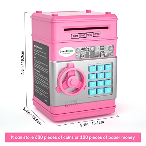 Electronic Piggy Bank For Kids, Money Bank With Password/Music Cute Mini Atm Piggy Bank Coin Can,Auto Scroll Cash Safe Box, Great And Practical Birthday Gifts For Boys & Girls (Rose Pink) #TOP4