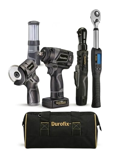 Durofix RI12184-K1 G12 Series 12V Cordless Li-ion 1/2" Drive Impact Wrench & 3/8" Drive Extended Ratchet Wrench Tool Kit with 2 Batteries