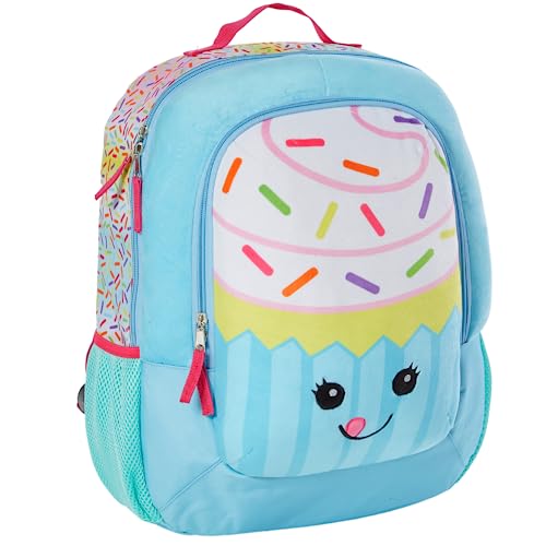 CLUB LIBBY LU Cupcake Backpack for Girls with Soft Plush Front Pocket, 16 inch Squish Buddies