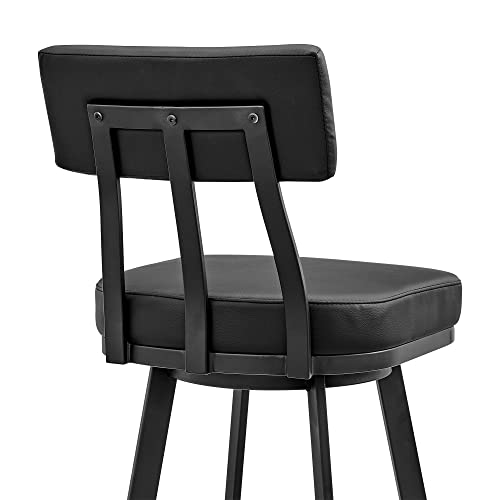 Benjamin Swivel Counter Stool in Black Metal with Black Faux Leather by Armen Living - Image 8